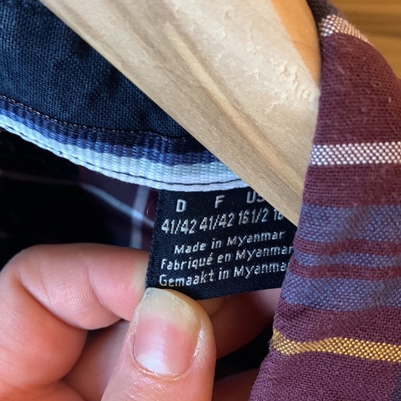 Dunmore Modern Fit Blue and Red Button Down Size 16.5 - Picture 3 of 5